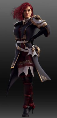 Steampunk Woman Pirate with Red Hair in Uniform
