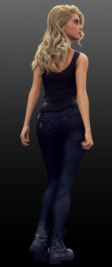 Urban Fantasy Blonde Woman in Black Tank and Jeans