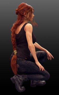 Urban Fantasy Redhead in Jeans