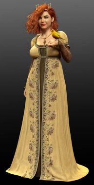 Fantasy Woman in Medieval Dress with Crown, Curvy BBW