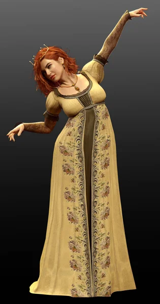 Fantasy Woman Medieval Dress Crown Curvy Bbw — ストック写真