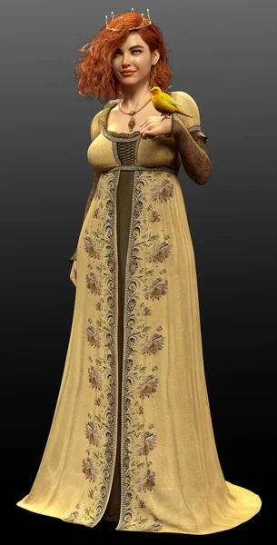 Fantasy Woman Medieval Dress Crown Curvy Bbw — Foto Stock