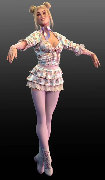 Fantasy Dancer Pierotti Puppet Hearts Face Stockings Boots — Foto Stock