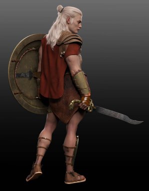 Medusa Sheild ve Kılıçlı Fantezi Yunan ya da Roma Savaşçısı Perseus