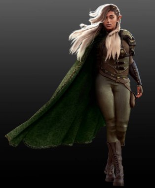 Deri Zırhlı Fantezi POC Fae Uzun sarı saçlı, Ranger ya da Archer