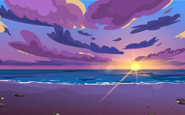 Sonnenuntergang Oder Sonnenaufgang Sonnenaufgang Meer Mit Wolken Himmel Die Meeresküste — Stockvektor