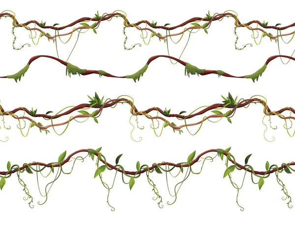 İki boyutlu oyunlar için kusursuz liana ya da sarmaşık deseni. Orman tropikal tırmanma tesisleri. Çizgi film vektör illüstrasyonu.