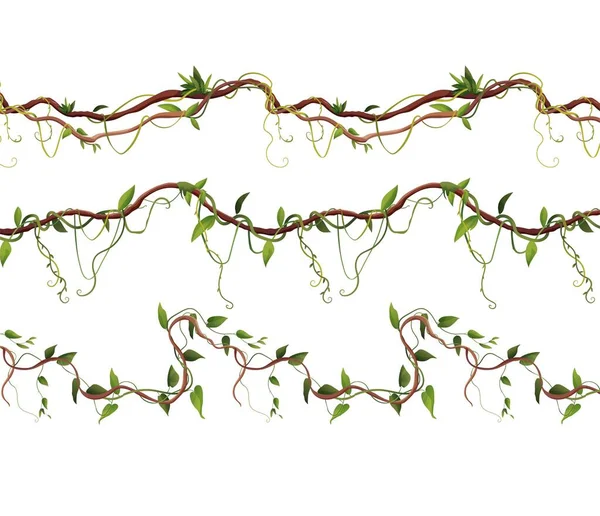 Sömlös liana eller vinstockar mönster för 2d spel. Djungeltropiska klätterväxter. Tecknad vektor illustration. — Stock vektor