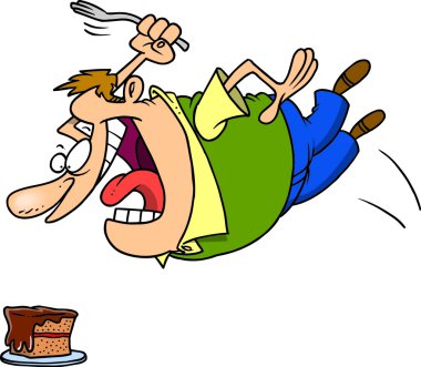 adam bir pasta çatal clipart çizim ile doğru dalış