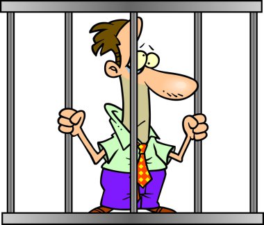Businessman behind bars, on a white background. clipart