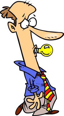 bir ampul ağzında olan bir adam