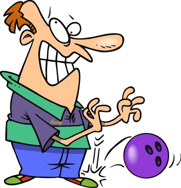 çizgi adam bowling topu bırakarak