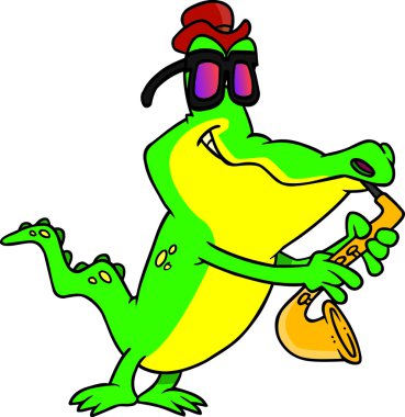 blues, beyaz bir arka plan üzerinde oynama timsah.