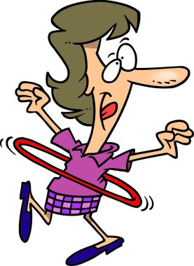 hula hoop, beyaz bir arka plan üzerinde kullanarak iş kadını.