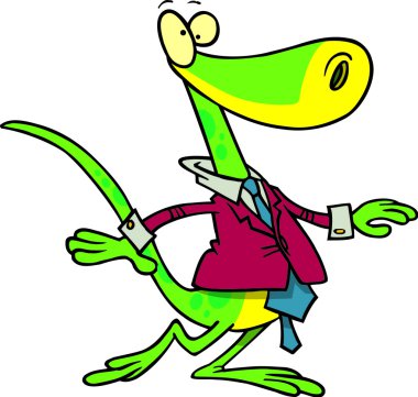 karikatür kertenkele takım elbise