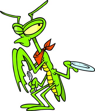 karikatür mantis yemek