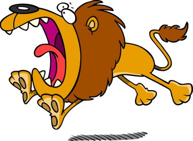 atlayan karikatür aslan
