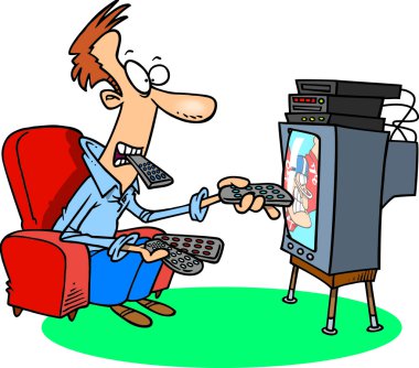 birden çok uzaktan kumanda karışıklık cartoon