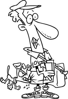 Cartoon Mailman and Dog