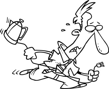 Cartoon koffie verslaafde