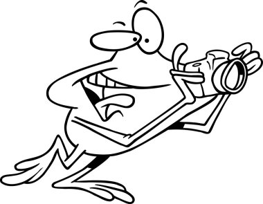 karikatür kurbağa fotoğrafçı