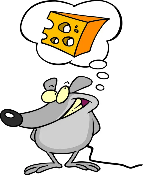 Mouse Thinking About Cheese — Stock Vector