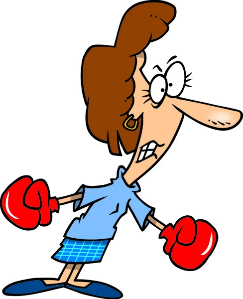 Fighting Mad Woman Wearing Boxing Gloves — Stock Vector