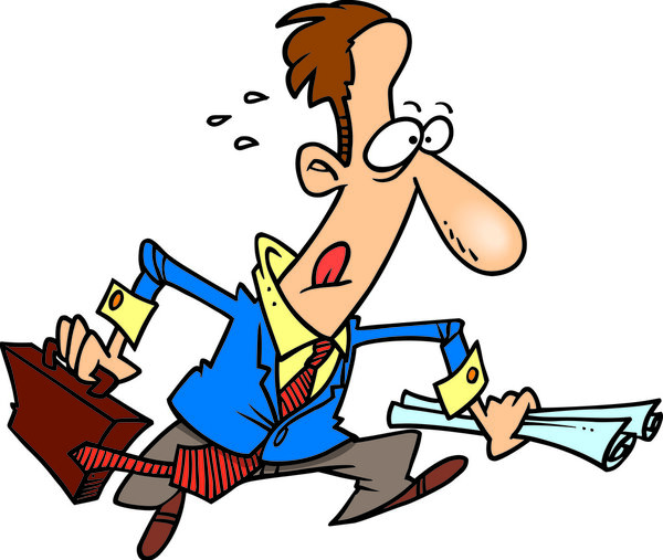 Быстрый бизнесмен бежит, на белом фоне
