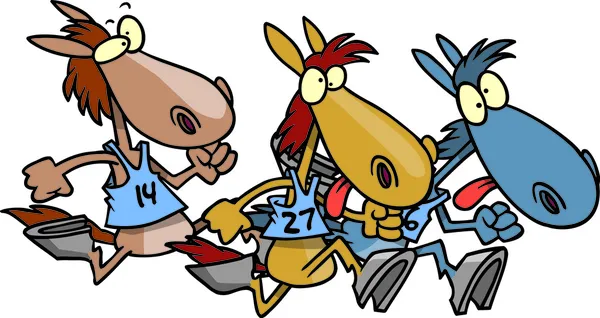 Cartoon Horse Race — Stock Vector