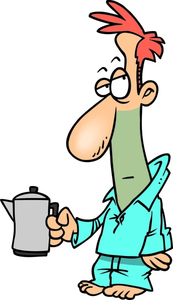 漫画実業家ジェット パックCartoon morgonkaffe — Stock vektor