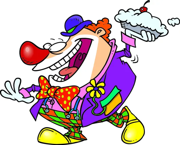 Cartoon Clown lanciatore di torte — Vettoriale Stock
