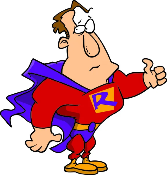 Super-herói dos desenhos animados Hitchhiker — Vetor de Stock