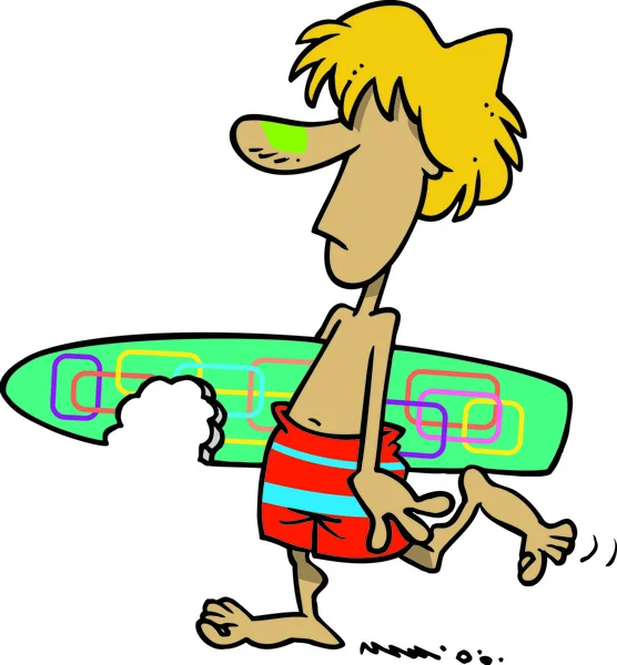 Karikatür surfer dude — Stok Vektör