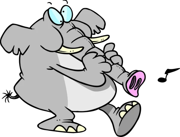 Cartoon elefanten stammen trumpet — Stock vektor