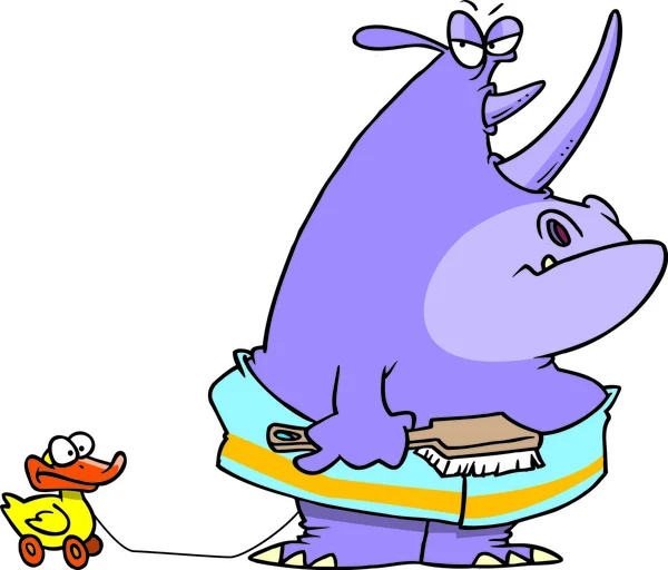 Cartone animato Rinoceronte Bagno tempo — Vettoriale Stock