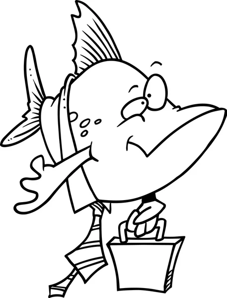 漫画ビジネス魚 — ストックベクタ