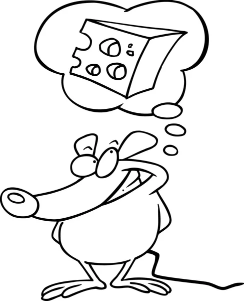 Kreskówka mysz marzy z serem — Wektor stockowy