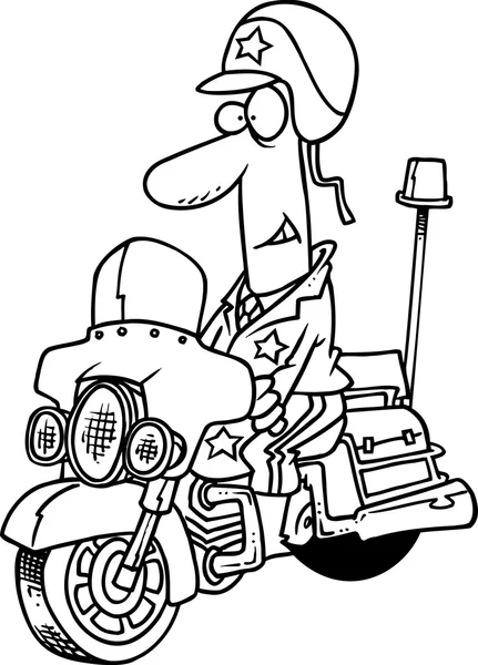 Policía de dibujos animados motocicleta — Vector de stock
