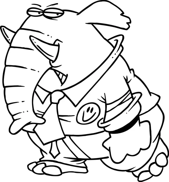 Cartoon Grumpy Elephant Businessman — Stock Vector