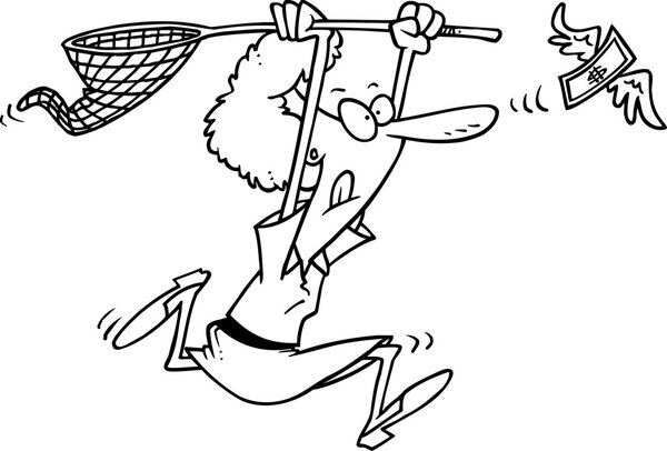 Cartoon Woman Chasing Money
