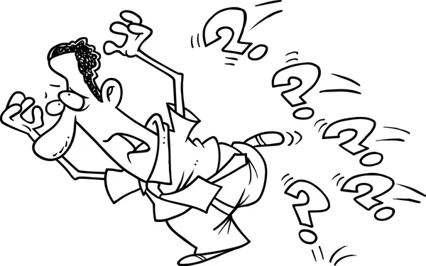 Cartoon Man Avoiding Questions — Stock Vector