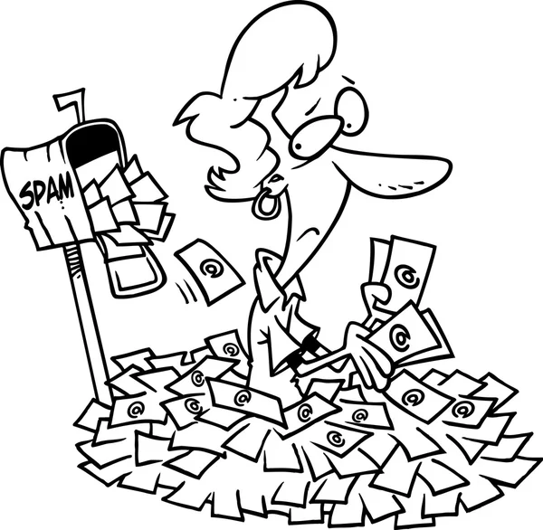 Cartoon Mailbox Spam — Stock Vector
