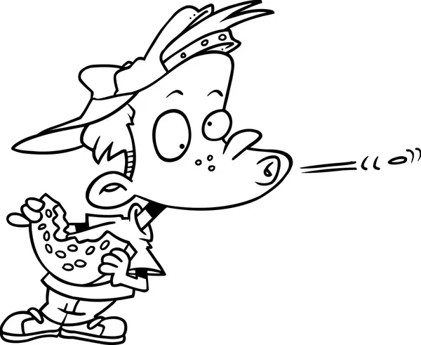 スイカの種を吐き漫画少年 — ストックベクタ