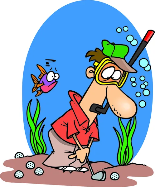 Peligro de agua de golf de dibujos animados — Vector de stock