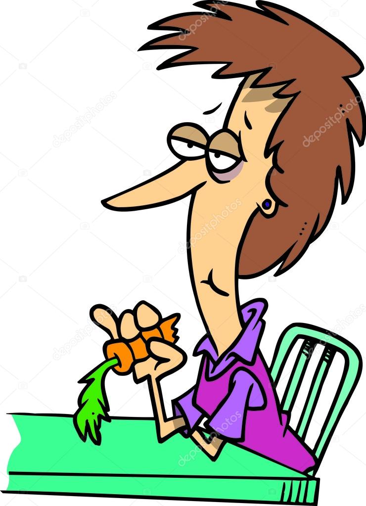 Woman on a Diet Eating a Carrot