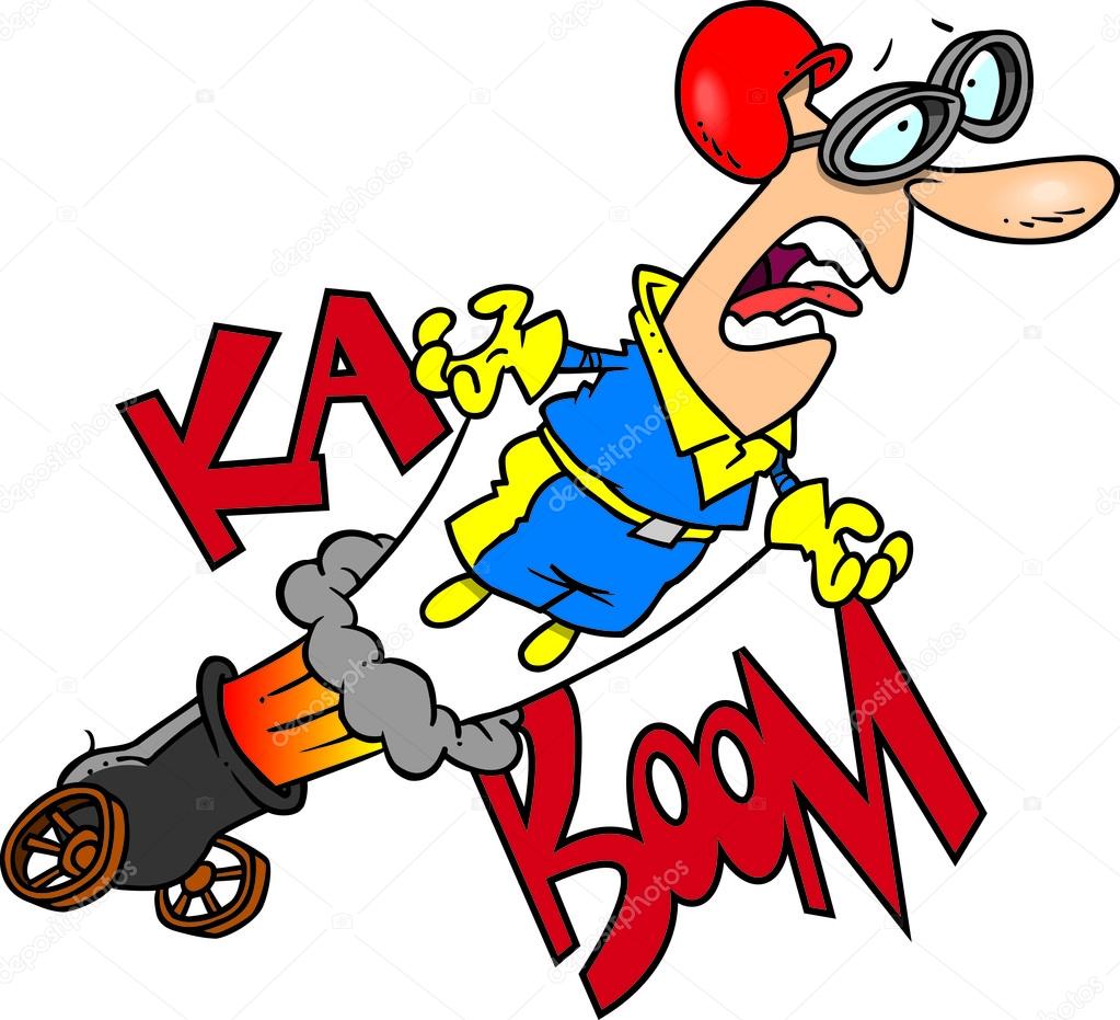 Cartoon Stuntman Shot Out of Cannon — Stock Vector © ronleishman 13916121