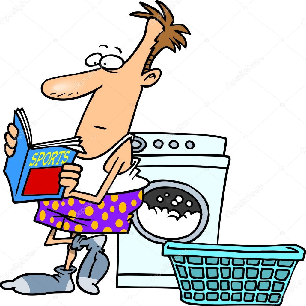 Cartoon Man Laundry Stock Vector by ©ronleishman 13916133