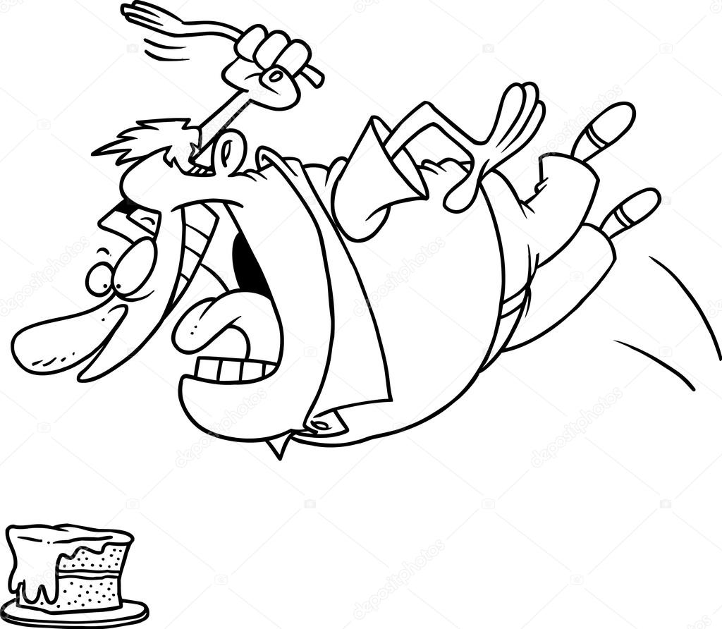 Cartoon Man Jumping on Cake