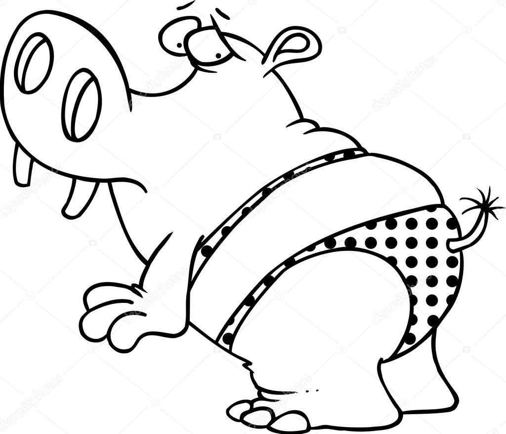 Cartoon Hippo Bikini Stock Illustration by ©ronleishman 13918172