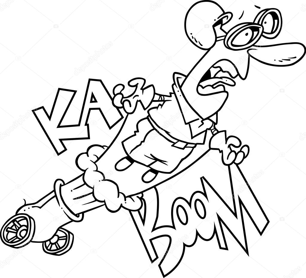 Cartoon Stuntman Shot Out of Cannon ⬇ Vector Image by © ronleishman